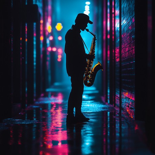 An unsettling blend of jazz and house music, featuring a haunting saxophone over deep, pulsating beats that evoke the feel of a nocturnal cityscape shrouded in mystery.