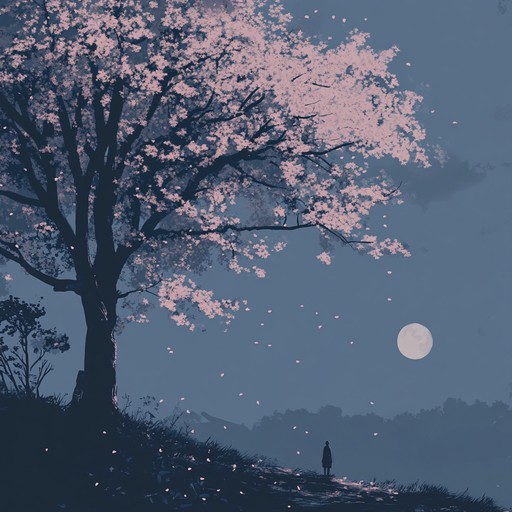 A captivating instrumental piece that weaves enigmatic melodies with serene harmonies, painting a mysterious anime landscape under blossoming sakura trees.