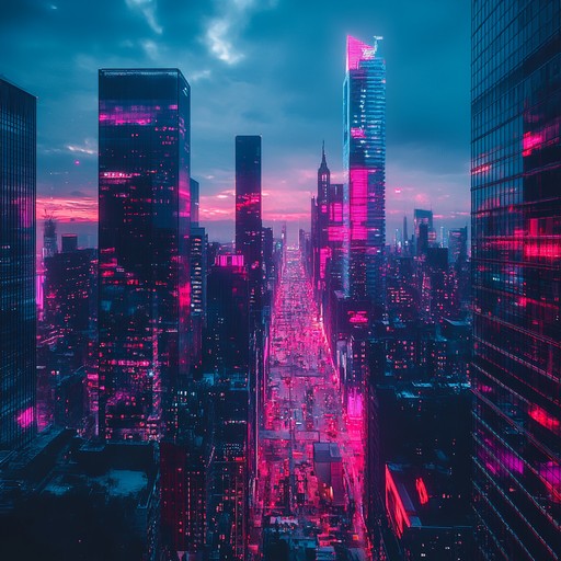 A soundscape that captures the essence of post rain reflections in a neon lit city. Sounds merge like reflections in still water, with each synth note representing the flickers of neon lights refracted on wet asphalt, evoking a sense of melancholic exploration.