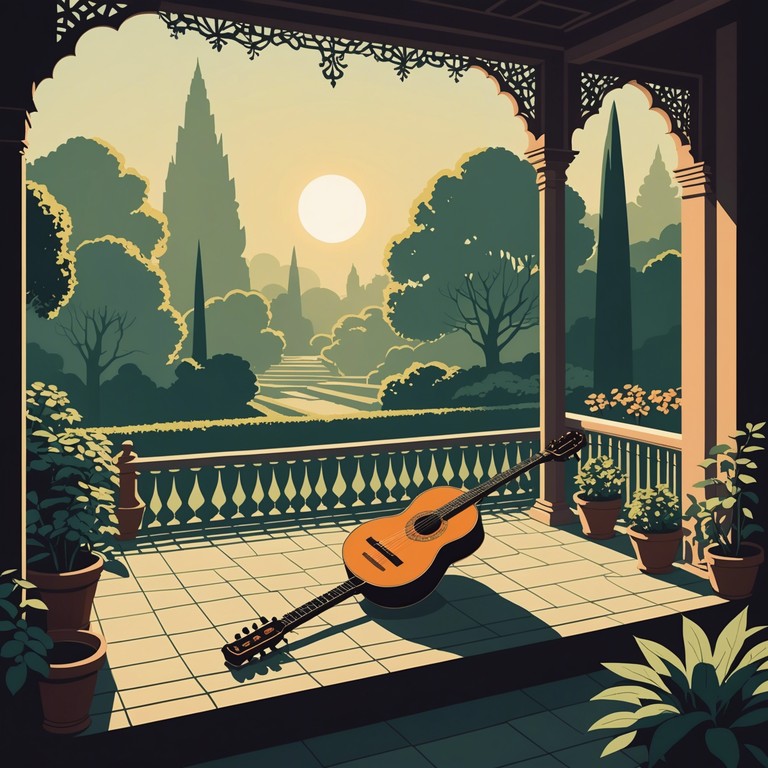 Delving deeper into the night, this alternative piece further explores the intimate, intricate play of sitar strings against the backdrop of serene nighttime sounds, deepening the emotional connection through slower tempos and more pronounced melodic pauses, enhancing the feeling of timelessness and seduction.