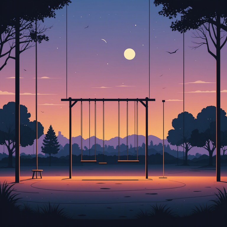 Imagine a deserted playground as dusk falls, swings moving silently in the wind; this track captures the contrast between the playfulness of a daytime space and the eerie silence of night. It uses the gentle, repetitive notes of a music box to suggest both innocence and foreboding.