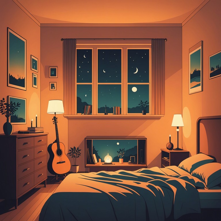 Imagine a late evening where the moonlight cascades through a slight window, setting the scene as smooth bass notes play a serenade, intertwining with soft, inviting beats.