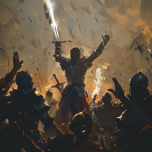 This instrumental piece conjures the image of a warrior returning triumphantly from battle. It combines orchestral swells, dynamic percussion, and a powerful brass section to evoke a sense of dramatic victory. The orchestration reveals a grand narrative of struggle and ultimate triumph. This dramatic composition infuses every note with energy, creating an unforgettable soundscape of heroism and adventure.