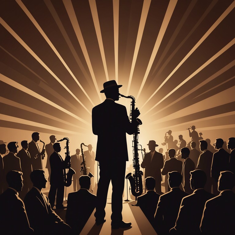 Exploring the depth of suspense and emotional undertones, the music captures a narrative of hidden plots and whispered secrets in a torch style lounge setting characterized by its vintage glamour and underlying tensions. The saxophone leads the listener through a maze of sentiments, from intimacy to danger, reflecting the complexity of human interactions and mysteries unfurling under dim lights.