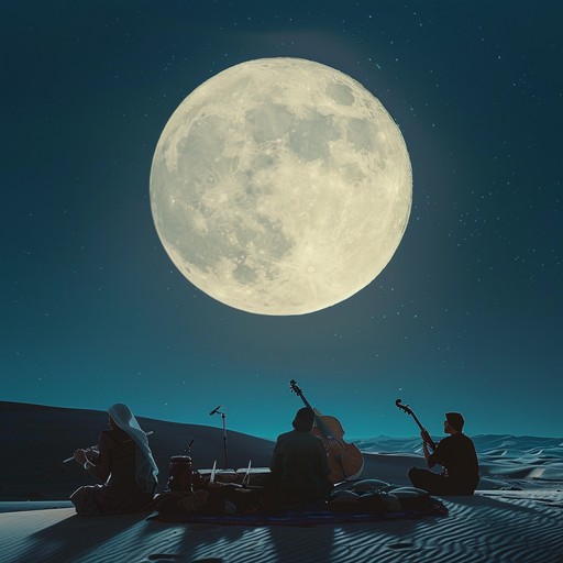 Immerse yourself in a moonlit desert serenade featuring sultry rhythms and exotic melodies that transport you to a mystical middle eastern landscape. Sensual percussion and evocative strings create a lush, intimate atmosphere, blending traditional musical elements with modern sensibilities for a mesmerizing experience.