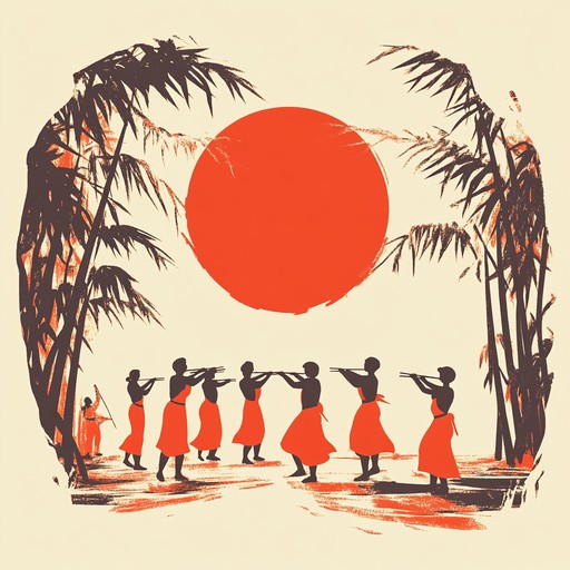 A lively piece featuring bamboo flute and rhythmic percussion, capturing villagers' joy in a sunny, ethnic landscape. The cheerful notes and vibrant rhythms create an uplifting atmosphere, reminiscent of traditional summer celebrations.