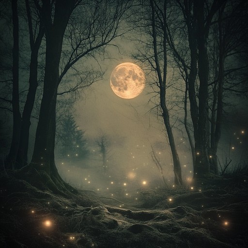 A haunting instrumental led by harp, weaving an eerie soundscape that unveils the mystical secrets of moonlit woods under the silver glow of night.