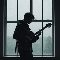 soothing blues guitar, rainy day atmosphere