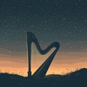 a calming instrumental jingle blending harp and soothing ambiance.