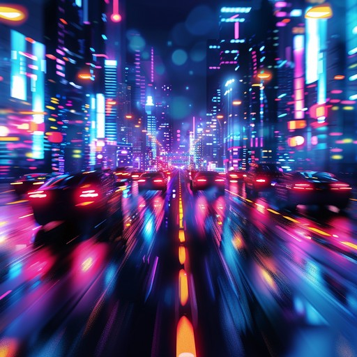 Experience a high speed chase through neon lit city streets, with vibrant synths and powerful drum beats capturing the essence of a glamorous nightly pursuit. The thrilling tempo and glitzy melodies create an electrifying atmosphere, transporting listeners to a captivating urban adventure.