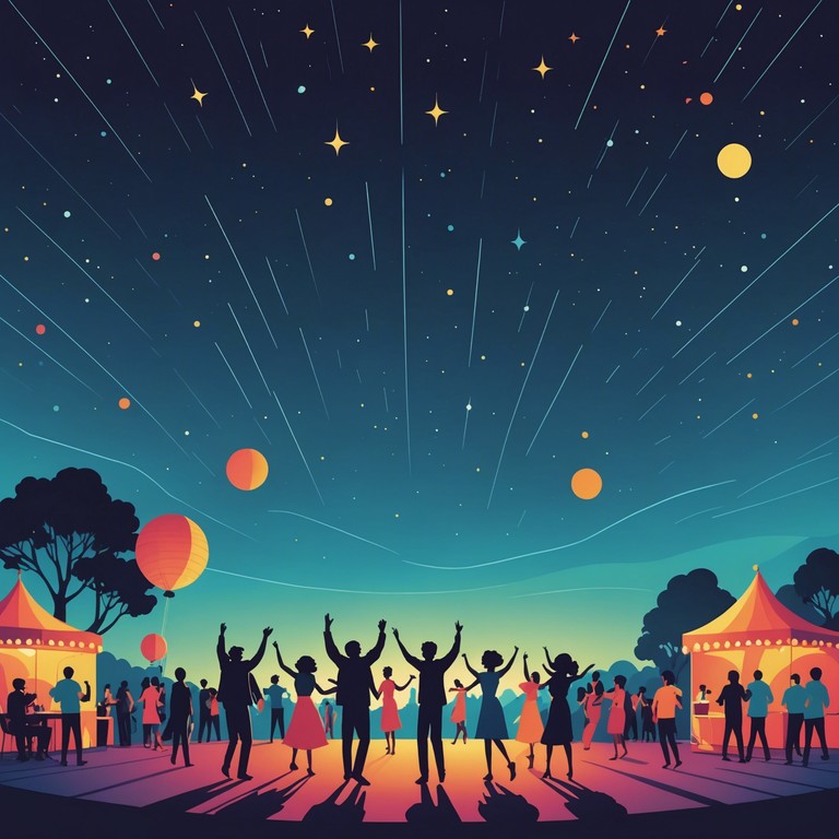 This track melds the infectious energy of afrobeat with festive vibes, encapsulating the spirit of a joyous community celebration under a starry night sky. The song features traditional african instruments blended with contemporary rhythms, creating a sound that encourages dancing and festivity. A blend of powerful drumbeats and melodic horn sections drives the track, making it perfect for high energy, celebratory occasions.