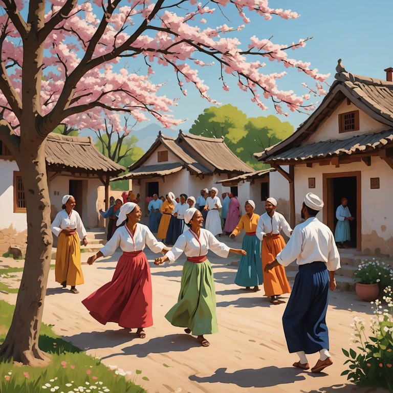 Imagine a bustling village festival welcoming spring with spirited dances and vibrant colors. This track embodies the essence of joy and communal celebration through its lively beats and festive melodies, capturing the spirit of an eastern european spring festival.