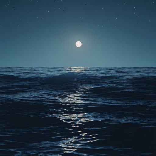 A peaceful ambient track featuring soft synths interwoven with the gentle sound of ocean waves, ideal for reflective moments. The soundscape mimics a calm, starlit night by the sea, creating an auditory space for introspection and tranquility.