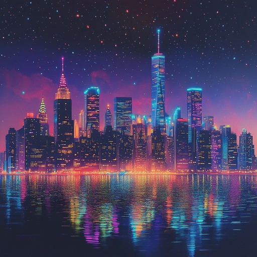 A lively synth driven instrumental capturing the excitement of nighttime cityscapes, blending retro synth sounds with modern beats to create an infectious groove