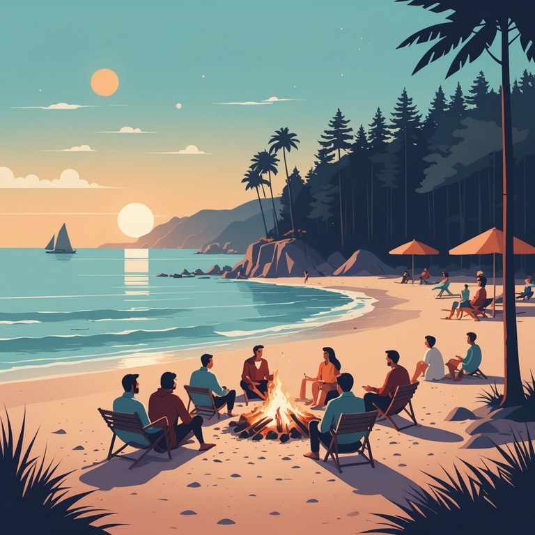 Imagine lounging on a tranquil beach as the sun dips below the horizon, and the first cool breezes of night whisper through, accompanied by the gentle strumming of an electric guitar playing soothing bossa nova tunes.