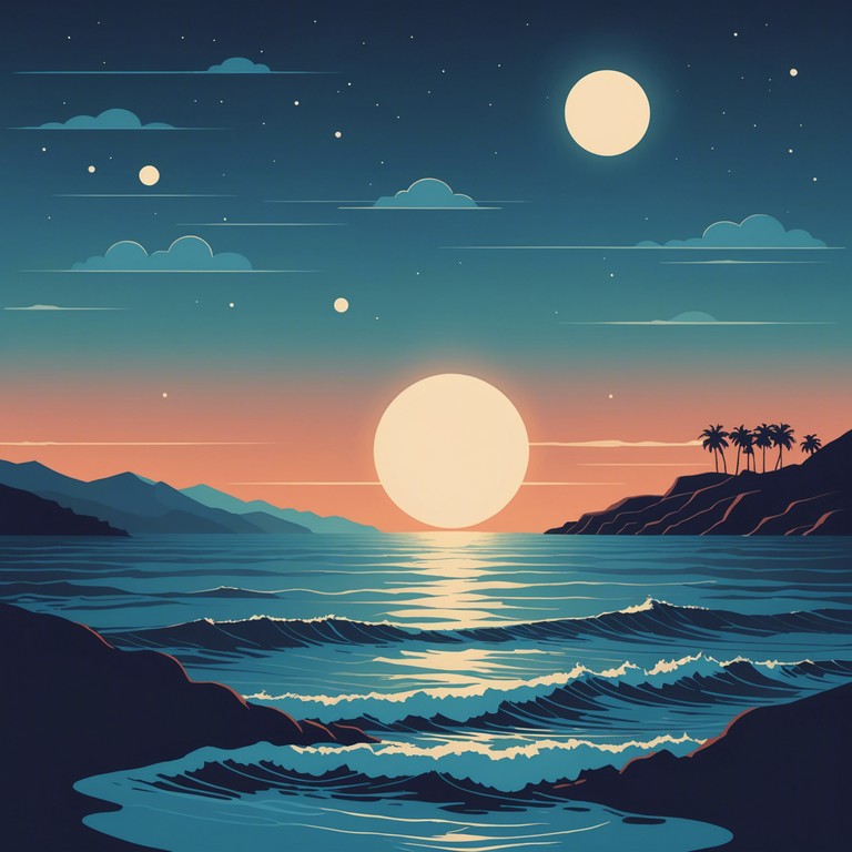 Imagine gentle ocean waves softly clashing against the shores paired with subtle, rhythmic dance beats creating a serene yet energizing atmosphere. This track suits a night of introspective relaxation or a peaceful evening gathering.