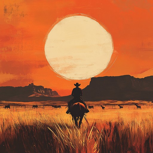 A lively and vibrant instrumental country track that embraces the spirit of a sun drenched rodeo sunset, designed to evoke feelings of euphoria and boundless joy. The music blends twangy guitars with rhythmic banjo and spirited fiddle to create a melodic journey winding through fields of golden warmth. Perfect for moments of celebration and triumphant, carefree rides into the horizon.