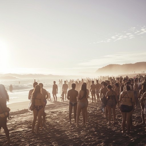 A lively and energetic forró song perfect for a beach party, featuring fast-paced accordion melodies, syncopated triangle rhythms, and a driving zabumba beat that will get everyone dancing. The festive atmosphere is enhanced by the occasional shouts and whistles from the band members, adding to the overall joyful vibe of the music.