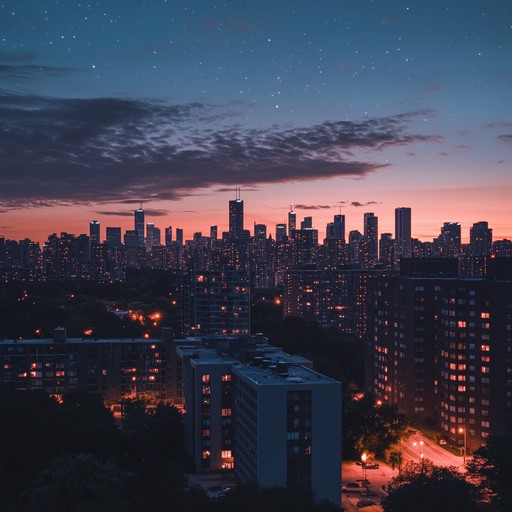 A tranquil yet rhythmic track blending urban soundscapes and smooth instrumentals, perfect for unwinding in a bustling cityscape, featuring mellow melodies and laid back grooves.