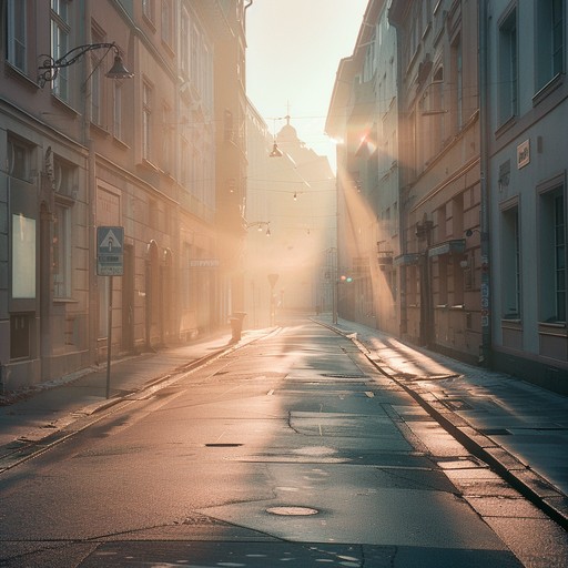 Imagine walking down a quiet, misty street early in the morning, with gentle rap beats creating a soothing, introspective backdrop. Soft piano chords meld with subtle electronic beats, providing a reflective, calm vibe that evokes deep thought and serenity.