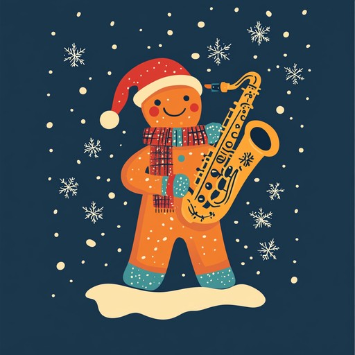 An energetic instrumental combining festive jazz elements with playful melodies reminiscent of gingerbread men dancing during the holidays.