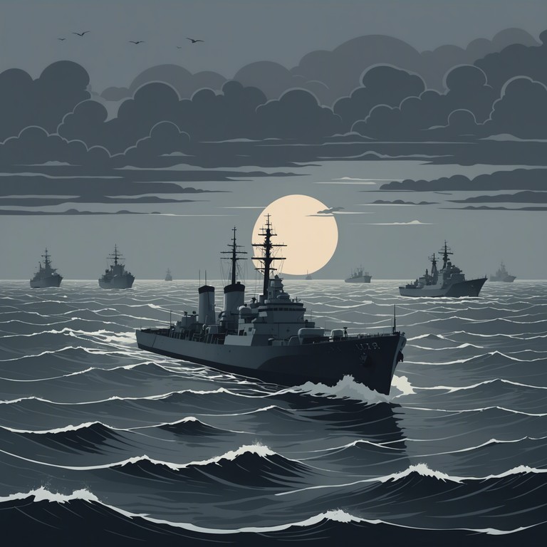 This instrumental piece captures the imposing presence and strategic might of the modern russian navy, utilizing deep, resonant bass lines and a gloomy soundscape to evoke feelings of strength and foreboding. The composition mimics the sound of rolling ocean waves, intermixed with the melodic tension that mirrors the unpredictable nature of naval warfare.