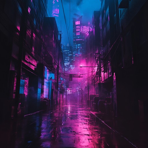 This track weaves a melancholic tale of a high tech, neon lit cityscape where dreams are as fleeting as the holograms that illuminate the night. Synthesizers lead with evocative, haunting melodies, set against a backdrop of pulsating beats, capturing the essence of a cyberpunk world filled with lost ambitions and somber reflections.