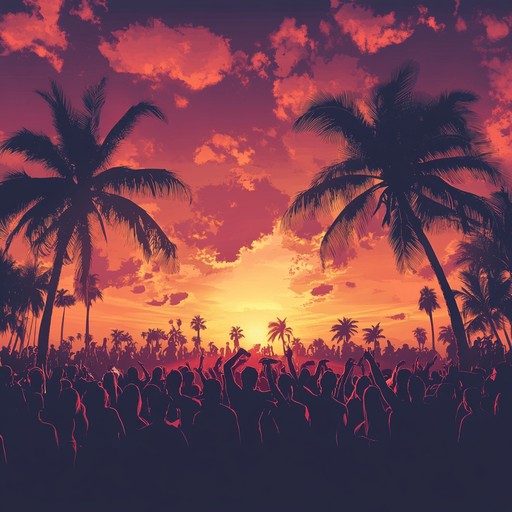 Immerse in vibrant, rhythmic beats pulsing through a lively fiesta, invoking sun soaked beaches, joyous celebrations, and vibrant salsa dance moves under the summer sky