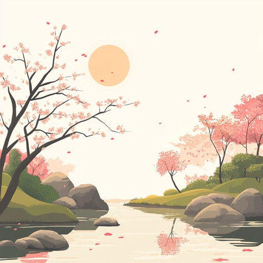 An orchestrated j pop track that captures the essence of a quiet morning in spring, with gentle melodies guiding you through the beauty of cherry blossoms falling in a serene japanese garden