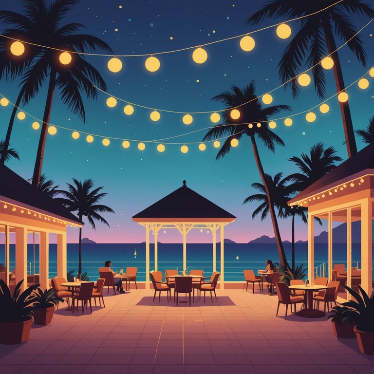 An orchestral interpretation of traditional calypso music, where violins and cellos meet steel drums and bongos, crafting an evening serenade that captures the essence of a luxurious sunset by the sea.