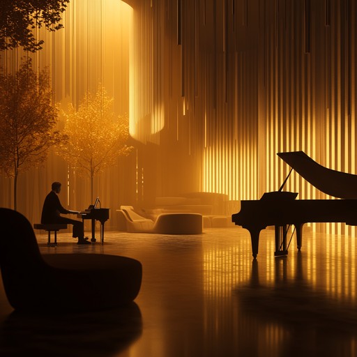 A blend of smooth piano and gentle rhythms creating a comfortable, intimate soundscape perfect for winding down evenings or romantic settings; soothing, relaxing, and enveloping the listener like a warm embrace