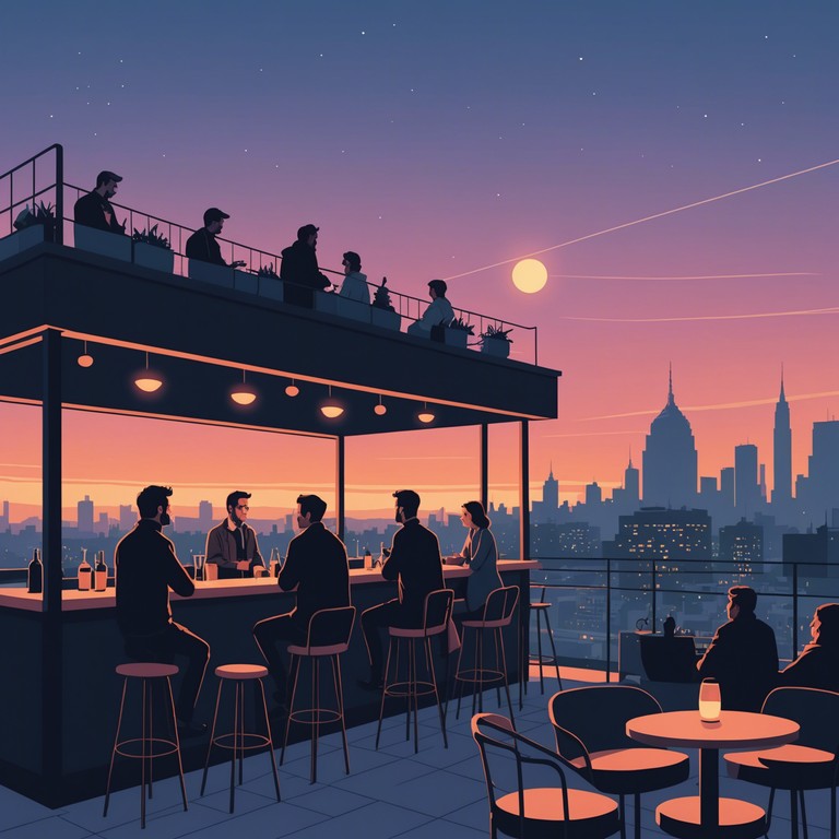 This alternative track encapsulates the same relaxing disco vibe with a focus on evening chill out sessions underscored by a soft electric piano melody. The scene sets as the sun dips below the horizon, and you immerse yourself in the ambient glow of neon lights reflected on your calm oasis above the city.