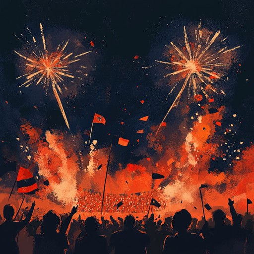 An edgy instrumental piece that merges powerful electric guitar riffs, thunderous drums, and dramatic orchestral elements, this anthem is designed to evoke a sense of fierce patriotism and resilience. Layered with complex textures and dynamic shifts, it embodies the strength and unity of a nation, perfect for energizing sports events, rallies, and celebrations.