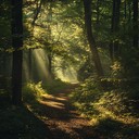 calm forest walk with gentle rhythmic stomping sounds.