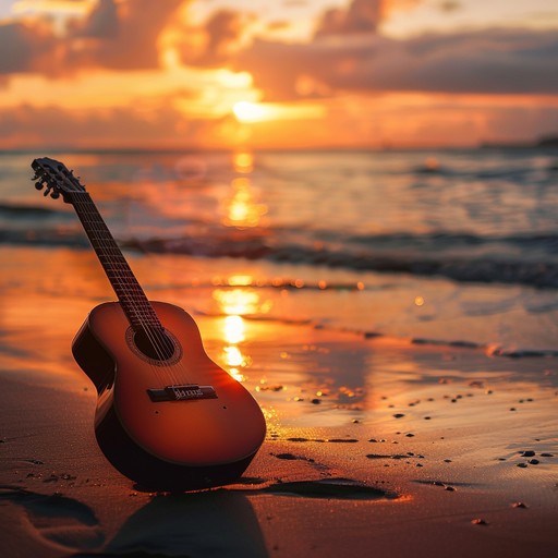 This track seamlessly blends soft guitar melodies with the intricate rhythms of bossa nova, creating a dreamy, relaxing atmosphere that transports listeners to a warm latin evening, feeling the gentle ocean breeze and the glow of the setting sun