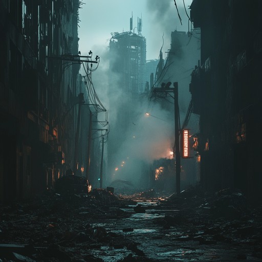 A powerful orchestral composition that captures the tension and chaos of urban conflict. Strong trombone and string melodies intertwine with relentless percussion to depict the grim reality of war in a cityscape.