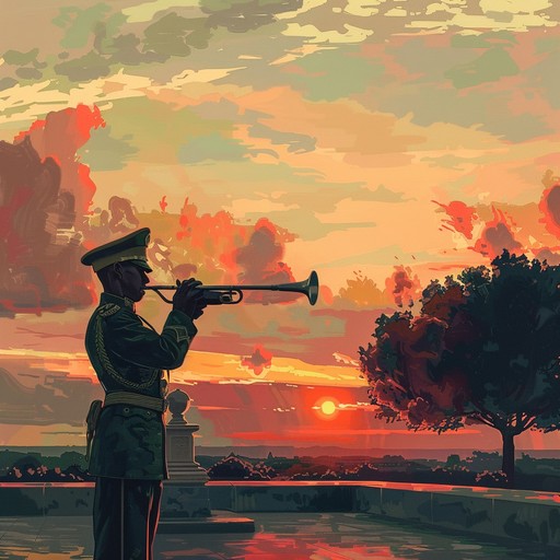 This solemn military march commemorates the sacrifices of soldiers, characterized by the plaintive sound of a lone trumpet and the steady beat of snare drums. The composition evokes feelings of honor, bravery, and the melancholy of loss, creating an emotional tapestry that pays homage to heroes past and present.