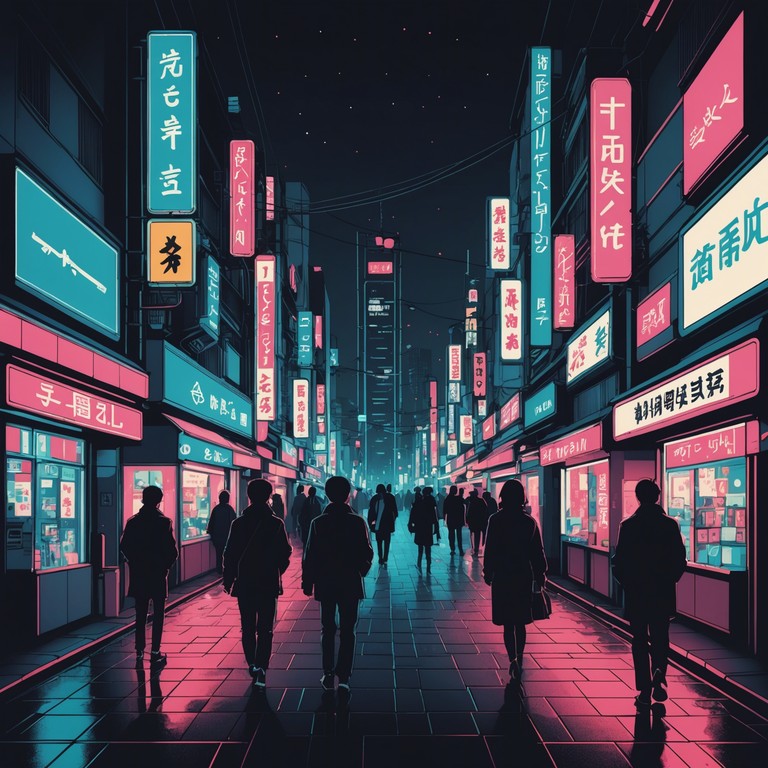 A softly stirring instrumental piece comprising subtle synthesizer layers that evoke a dreamlike state while navigating the vibrant, neon lit streets of tokyo at night. The music reflects a fusion of traditional japanese elements with modern j pop sensibilities, embodying the yearning of youthful ambitions and tender emotions.