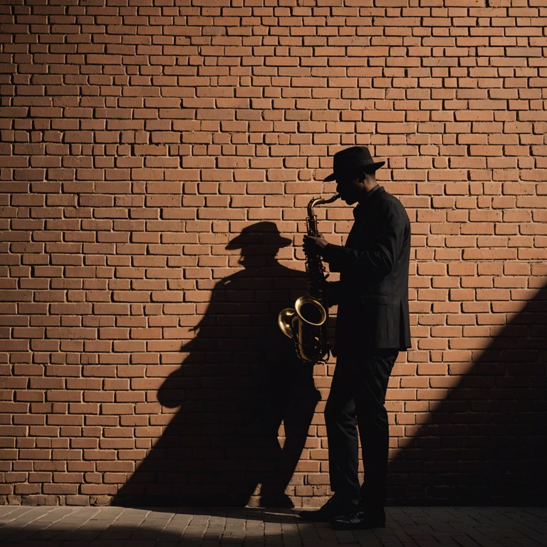 Imagine a scene painted with shades of blue and indigo, a saxophonist lost in his music, his soulful tunes filling the air and touching the hearts of a captivated audience. This music piece captures that poignant, reflective moment of deep emotional connection through jazz.