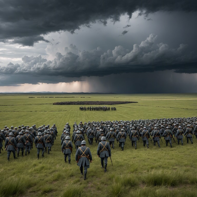 Imagining an army on the brink of battle, the song conveys their final, solidified resolve as they prepare to confront their fate head on. The drum's rhythm is both a call to arms and a testament to the troops’ unity and strength.