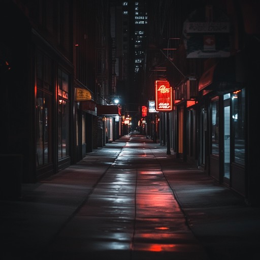 An instrumental blend of deep jazz rhythms and house beats, creating an eerie, nocturnal soundscape that evokes the feeling of wandering through shadowy city streets at night.