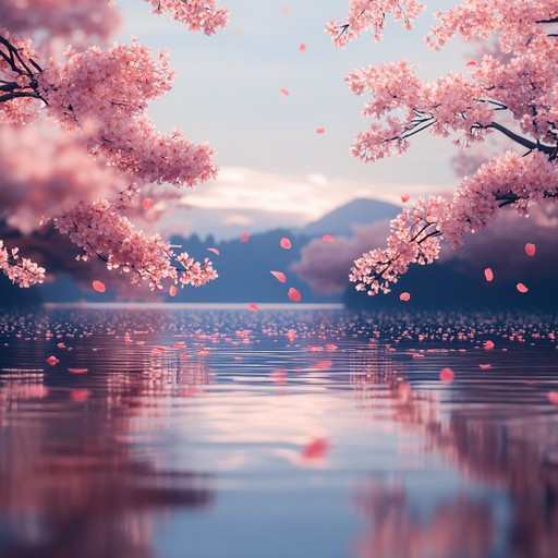 Transport yourself to a tranquil evening beneath blooming cherry blossoms. This gentle instrumental piece stirs introspective thoughts with its soft piano melodies, capturing the peaceful essence of nature's beauty and calm.