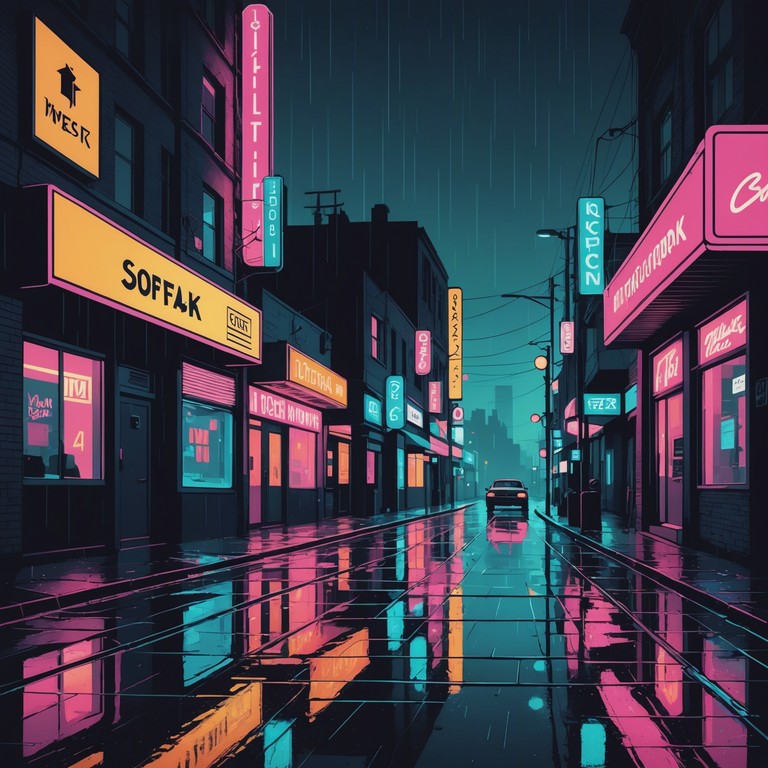This alternative title explores deeper into the night of the cyberpunk city, underpinning the blend of awe and fear in its unstoppable technological advancement, rendered through hauntingly beautiful synthetic melodies.