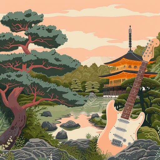 A tranquil instrumental track that blends harmonic metal guitar with the soothing sounds of a japanese garden, promoting calmness and relaxation. The unique fusion creates a serene listening experience, with a delicate balance of power and peace.