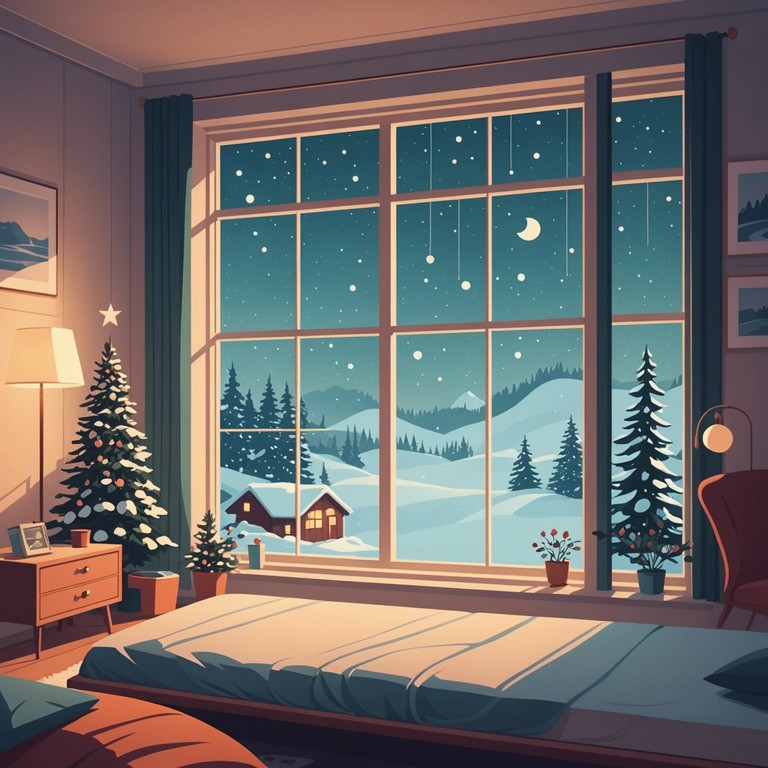 This track blends the festive cheer of holiday melodies with the laid back essence of chillwave, creating a serene yet celebratory soundscape perfect for winter evenings. The composition integrates synthesized melodies that resonate with the warmth of a cozy, softly lit room adorned with festive decorations.