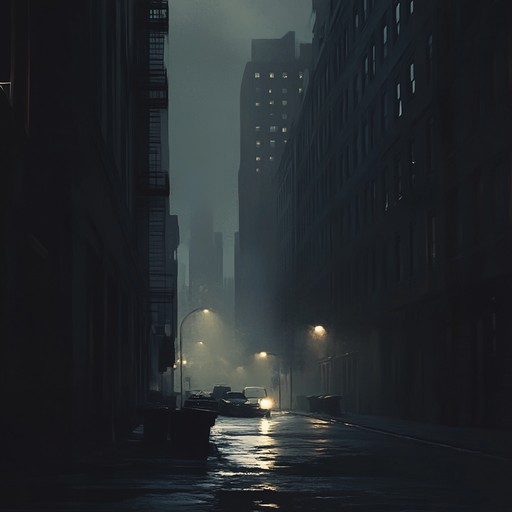 A dark ambient track that captures the unsettling feeling of wandering through an eerie, desolate urban environment at night, where shadows dominate and every sound feels ominous