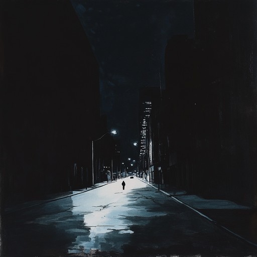 An instrumental track featuring atmospheric electric guitar riffs and haunting synths, painting a picture of wandering alone through empty city streets at night under the oppressive weight of a dark, starless sky. The music builds layers of tension and melancholy, evoking feelings of isolation and introspection.