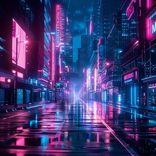 Wander through a cyberpunk cityscape as melancholic electronic waves and haunting melodies envelop the listener, creating a somber yet futuristic atmosphere