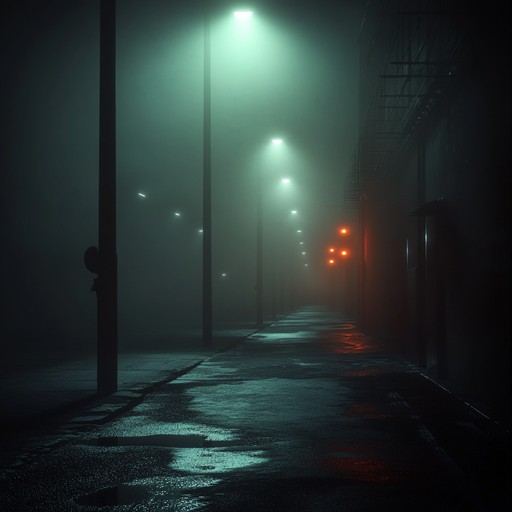 Craft an eerie, atmospheric track capturing the essence of an abandoned city at night. Incorporate ghostly echoes and chilling whispers intertwined with a slow, steady beat. The music should evoke a sense of mystery, melancholy, and nostalgia, making listeners feel as though they are wandering through empty, forgotten streets shrouded in fog