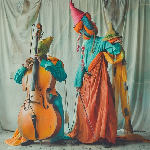 This instrumental piece combines majestic orchestral triumphs with surreal oddities, featuring powerful brass and strings alongside peculiar rhythms and unexpected sounds.